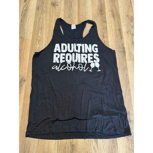 Pink Foot Tank Top Womens 3XL Black Adulting Requires Alcohol Graphic Excellent